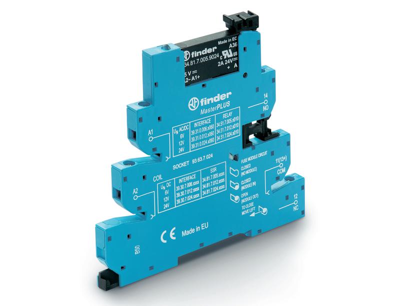 Модуль интерфейсный (сборка 34.81.7.060.9024 + 93.63.7.125) твердотельное реле MasterPLUS выход 6А (24В DC) 110-125В DC IP20 винт. клеммы FINDER 393071259024