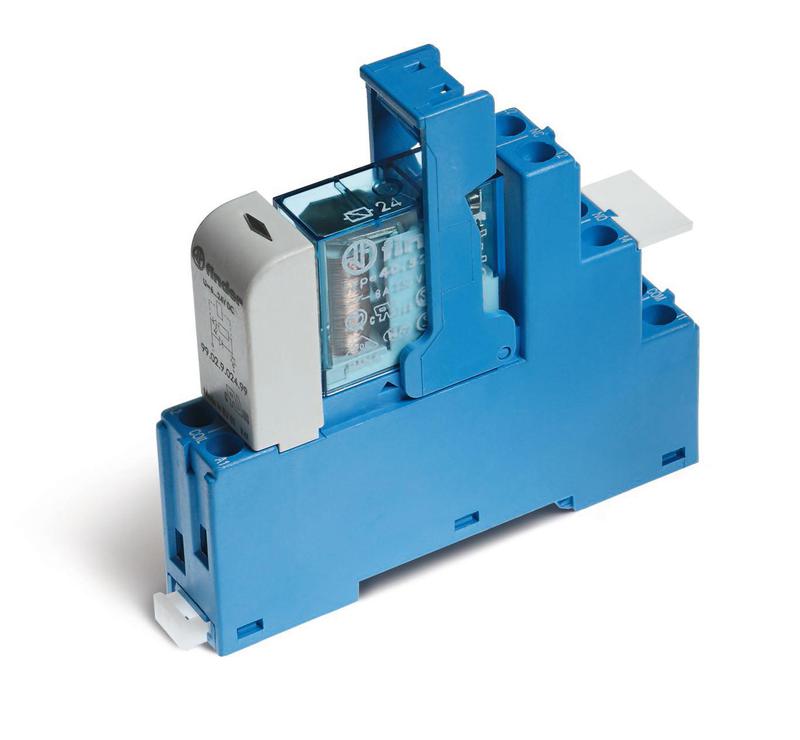 Модуль интерфейсный (сборка 40.52.7.048.0000 + 99.02.9.060.99 + 95.05SPA) электромеханич. реле 2CO 8А AgNi 48В DC (чувствит.) IP20 винт. клеммы пластик. клипса LED + диод FINDER 485270480050SPA