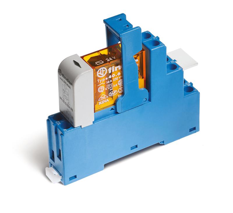 Модуль интерфейсный (сборка 40.61.8.230.0000 + 99.02.0.230.98 + 95.05SPA) электромеханич. реле 1CO 16А AgCdO 230В AC IP20 винт. клеммы пластик. клипса LED + варистор FINDER 486182300060SPB