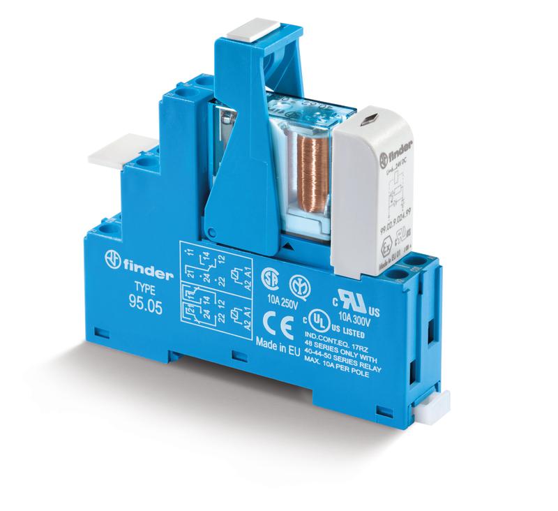 Модуль интерфейсный (сборка 40.62.7.012.0000 + 99.02.9.024.99 + 95.05SPA) электромеханич. реле 2CO 10А AgNi 12В DC (чувствит.) IP20 винт. клеммы пластик. клипса LED + диод FINDER 486270120050SPB