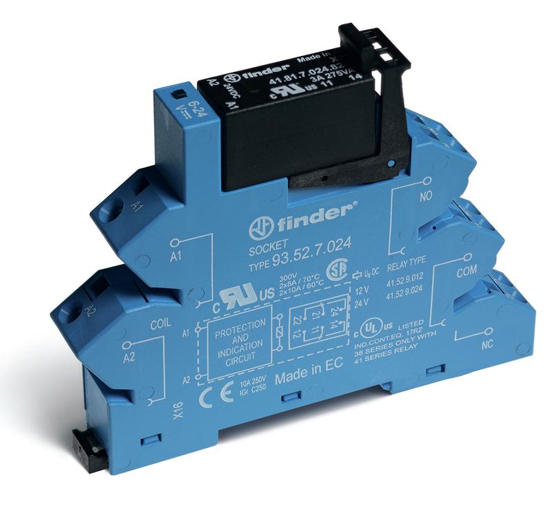 Модуль интерфейсный (сборка 41.81.7.012.8240 + 93.52.7.024) твердотельное реле выход 3А (240В AC) 24В DC IP20 безвинт. клеммы (пружинный зажим) FINDER 384170248240