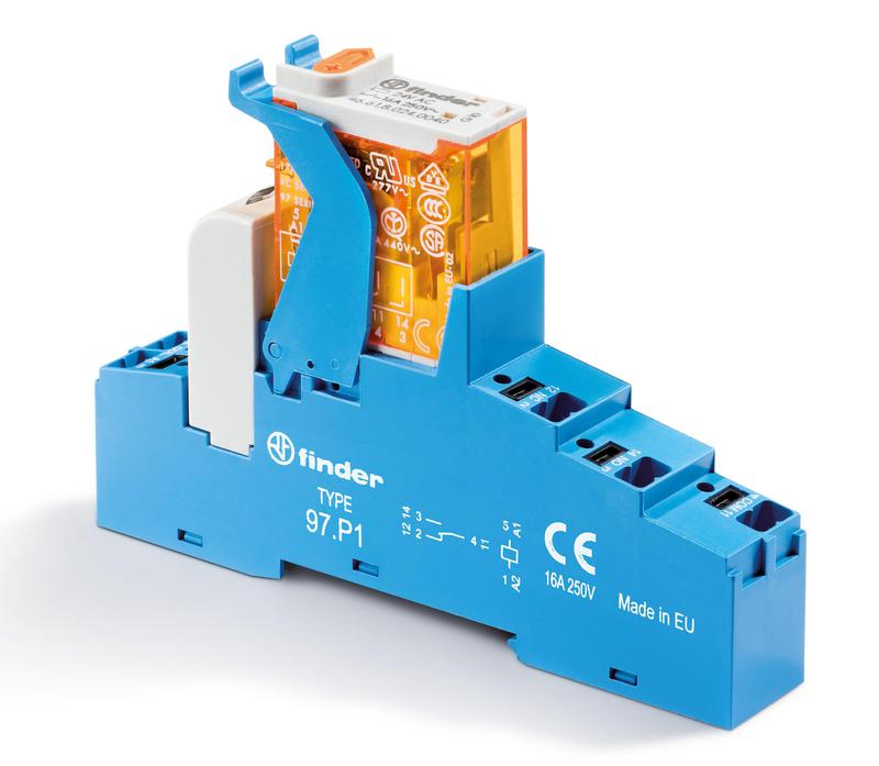 Модуль интерфейсный (сборка 46.61.8.024.0040 + 99.02.0.024.98 + 97.P1SPA) электромеханич. реле 1CO 16А AgNi 24В AC IP20 безвинт. клеммы Push-in пластик. клипса LED + варистор кнопка тест + мех.индикатор FINDER 4CP180240060SPA