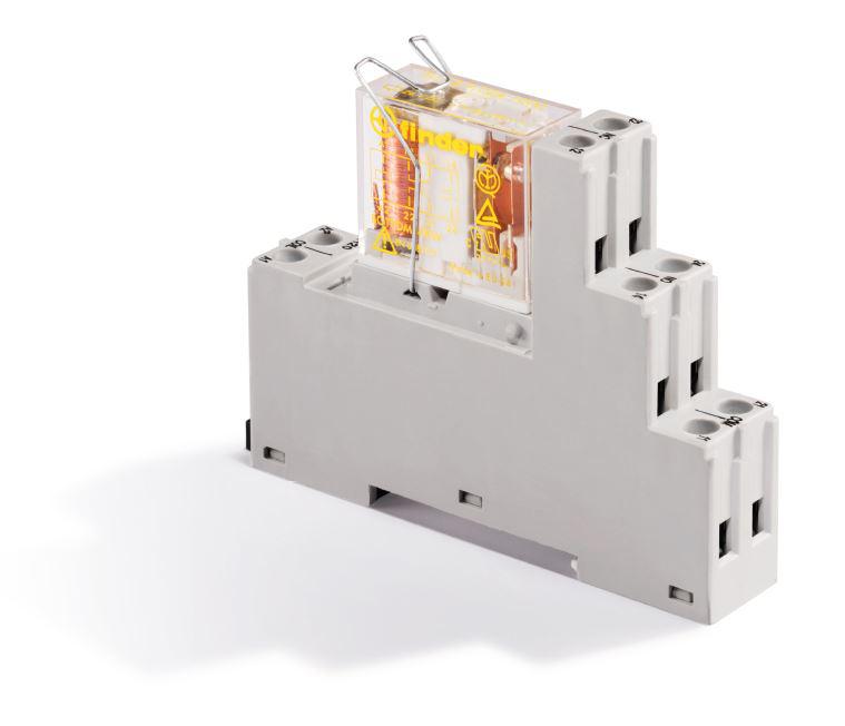 Модуль интерфейсный (сборка 50.12.9.110.5000 + 95.05.7SMA) электромеханич. реле безопасности 2CO 8А AgNi+Au 110В DC IP20 винт. клеммы металлич. клипса FINDER 481291105007SMA