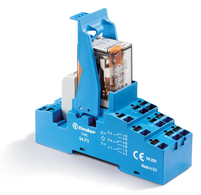 Модуль интерфейсный (сборка 55.33.8.024.0010 + 99.02.0.024.98 + 94.P3SMA) электромеханич. реле 3CO 10А AgNi 24В AC IP20 безвинт. клеммы Push-in металлич. клипса LED + варистор FINDER 58P380240060SMA
