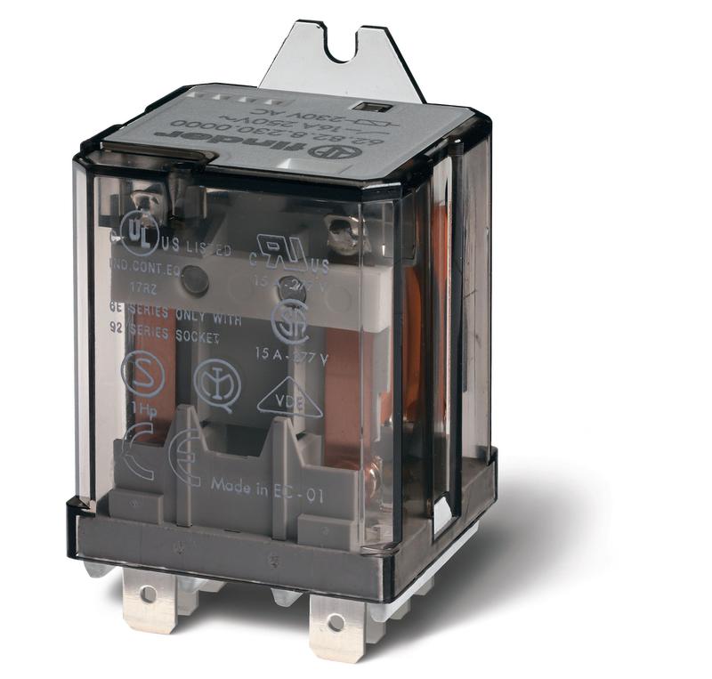 Реле силовое электромеханич. монтаж в наконечники Faston 250 (6.3х0.8мм) 2CO 16А AgCdO 6В DC RTI монтаж. фланец опции: нет FINDER 628290060000