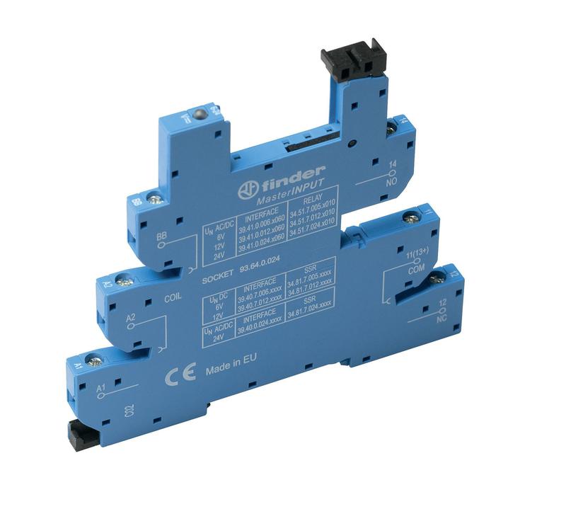 Розетка MasterINPUT с винт. клеммами (с зажимной клетью) для реле 34 серии 24В DC в комплекте пластик. клипса опции: LED FINDER 93647024