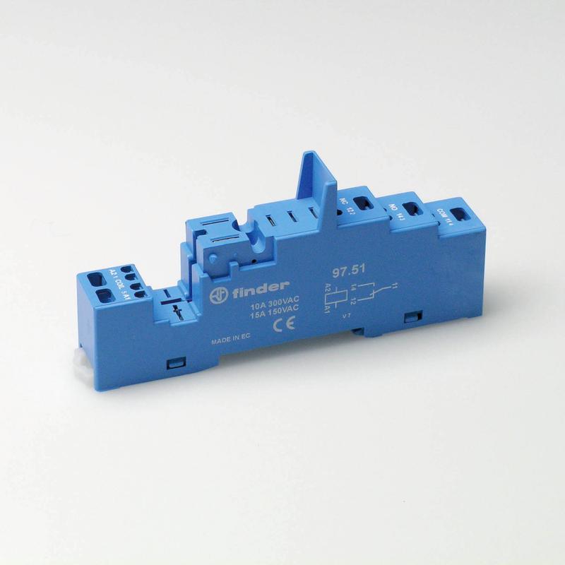 Розетка с безвинт. клеммами (пружинный зажим) для реле 46.61 модули 86.30 99.02 в комплекте металлич. клипса 097.71 син. FINDER 9751SMA