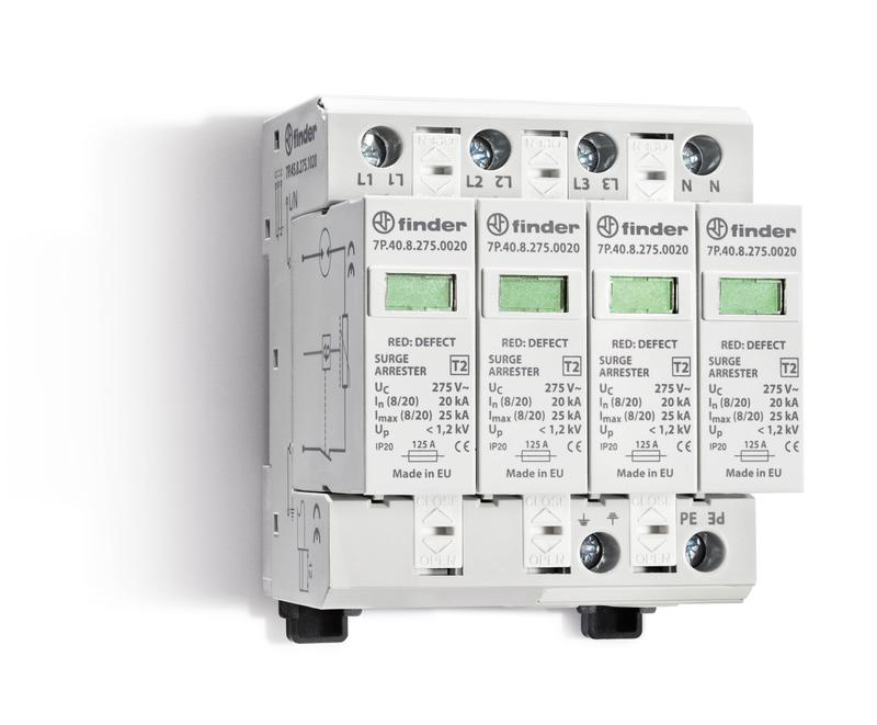 Устройство защиты от импульсных перенапряжений УЗИП тип 2 (4 варистор/разрядник) FINDER 7P4582751020