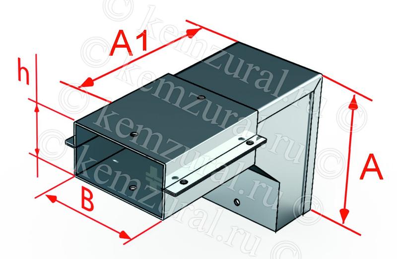 Короб угловой вниз на 90град. СУН 50х50 УТ1.5 (S=1.5мм) КЭМЗ 386 050505 54