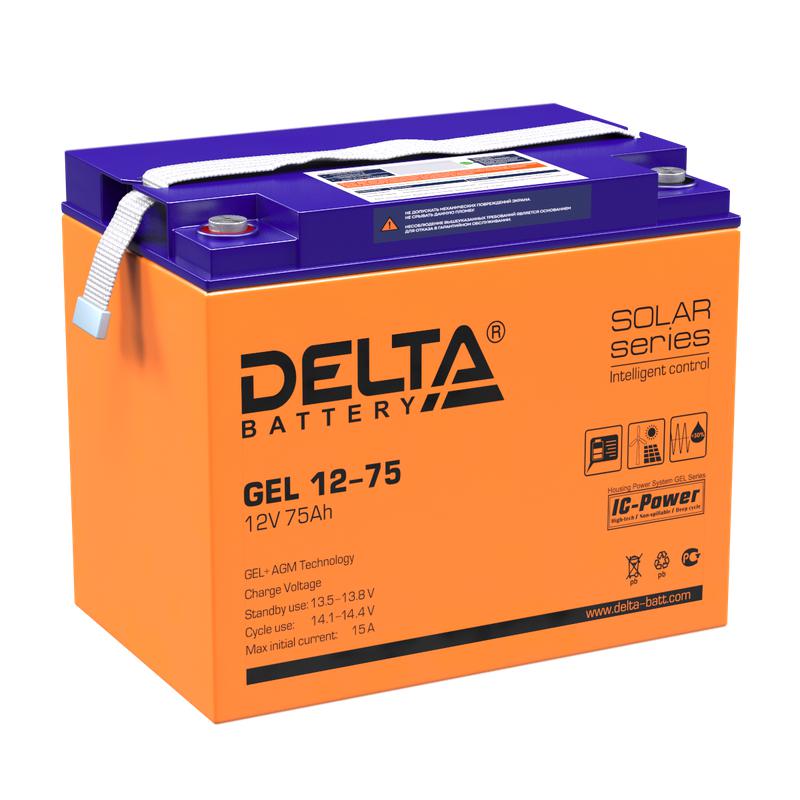 Аккумулятор GEL 12В 75А.ч GEL 12-75 Delta 4614010140011