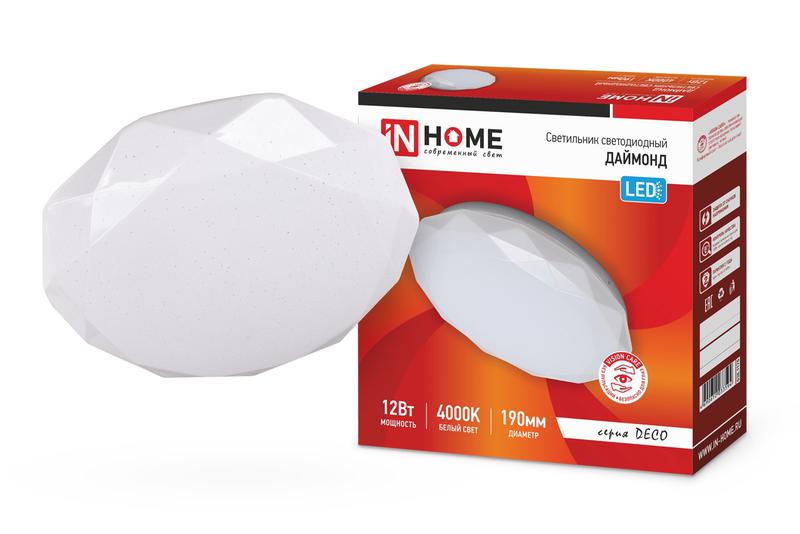 Светильник светодиодный DECO ДАЙМОНД 12Вт 4000К 1080лм 230В 210х55мм IN HOME 4690612033594