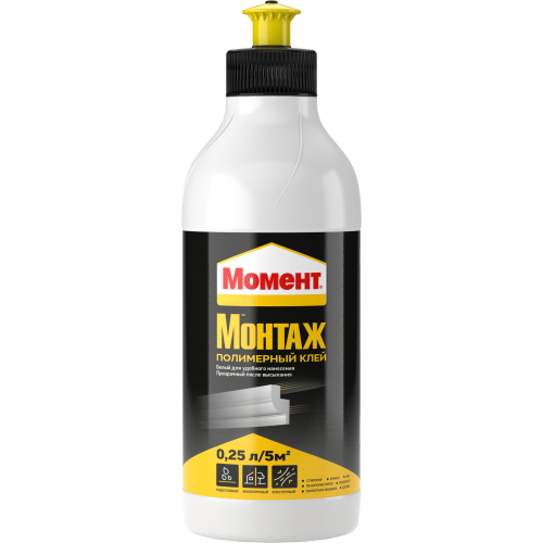 Клей монтажный полимерный «Момент монтаж» 0.25 л Момент Б0022977