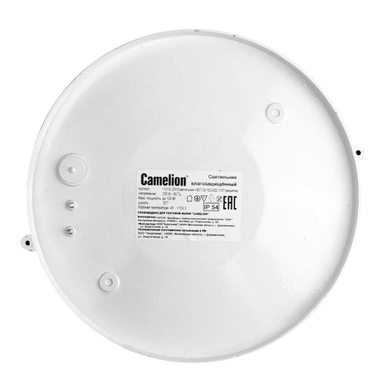 Светильник 1101S C01 NEW НБП 03-100-002 УХЛ1 "Решетка" 100Вт 230В до 130град.C круг бел. Camelion 13663