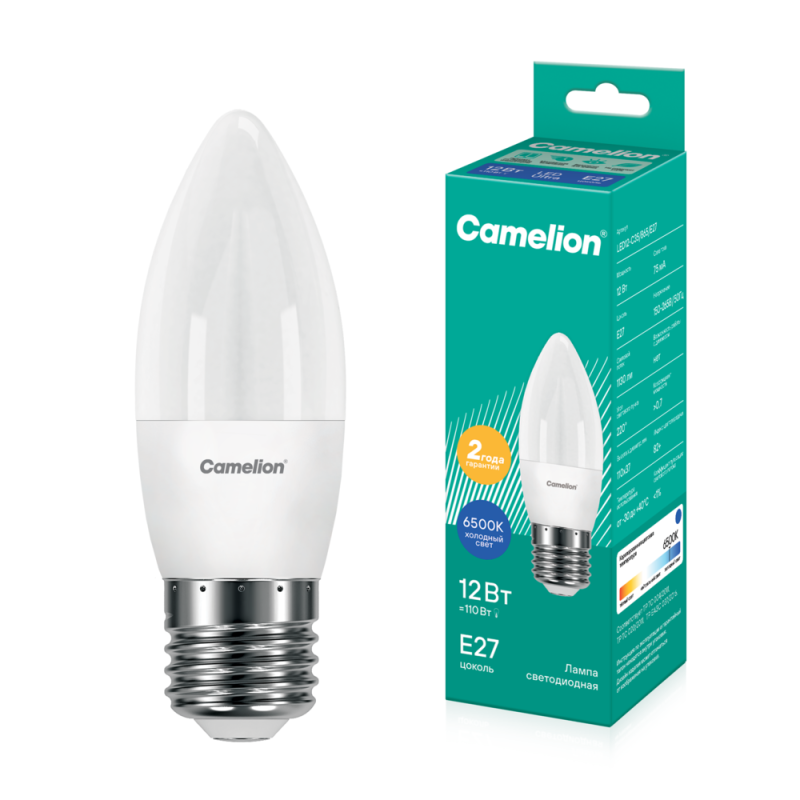 Лампа светодиодная LED12-C35/865/E27 12Вт 220В Camelion 13692