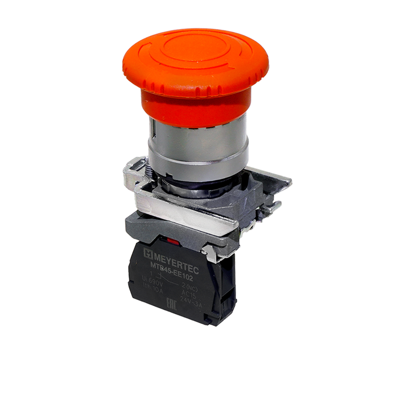 Кнопка грибовидная аварийной остановки 40мм возврат поворотом с фиксацией 1NC IP65 металл MTB4-BS542 красн. ОВЕН 137140