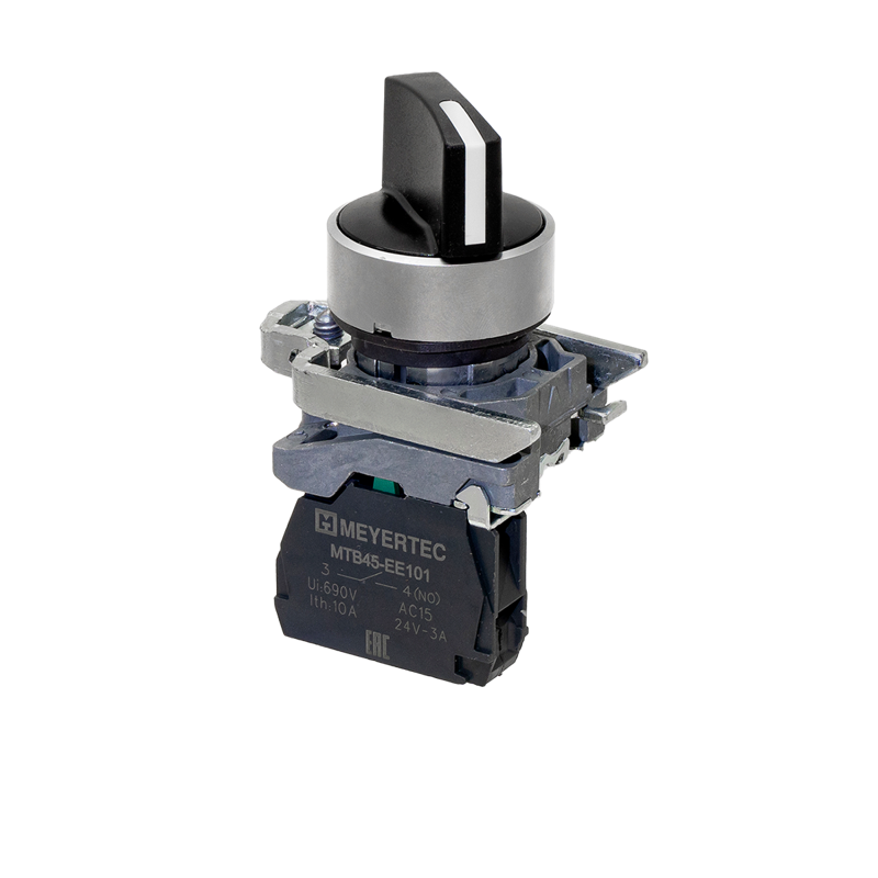 Переключатель на 2 положения с возвратом короткая ручка 1NO IP65 металл MTB4-BD41 ОВЕН 137144