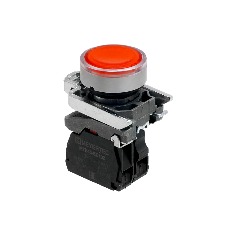 Кнопка с подсветкой 1NС 24В AC/DC IP65 металл MTB4-BW34721 красн. ОВЕН 137166