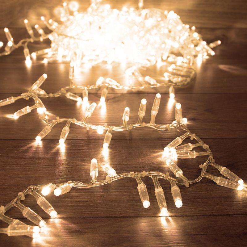 Гирлянда светодиодная "Кластер" 10м 400LED тепл. бел. 33Вт IP65 соединяемая провод ПВХ прозр. (нужен шнур питания 303-500-1) Neon-Night 303-646
