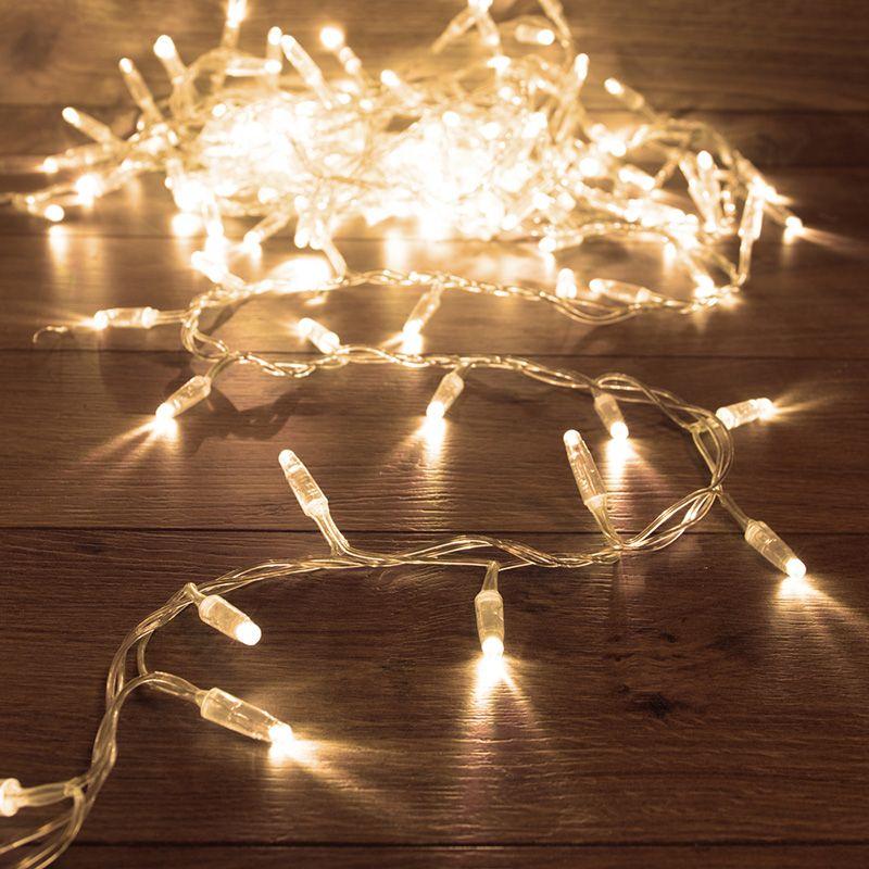 Гирлянда светодиодная "Кластер" 10м 200LED тепл. бел. 16Вт IP65 провод ПВХ прозр. (нужен шнур питания 303-500-1) Neon-Night 303-636