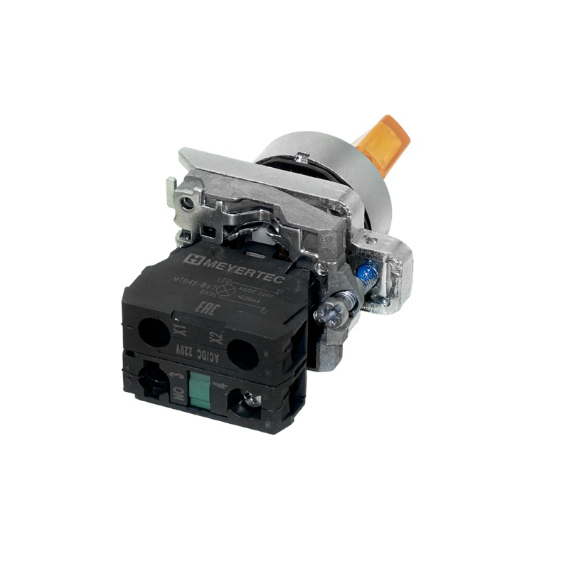 Переключатель на 3 положения с фиксацией и подсветкой 1NO 220В AC/DC IP65 металл MTB4-BK35713 желт. ОВЕН 137182