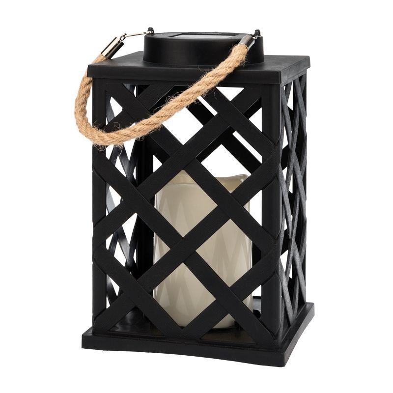 Фонарь декоративный 14х14х24см тепл. бел. корпус плетеный черн. на солнечной батарее Neon-Night 501-145