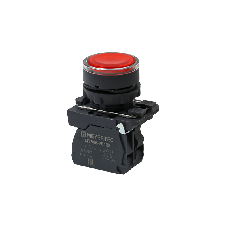 Кнопка с подсветкой 1NС 24В AC/DC IP65 пластик MTB5-AW34721 красн. ОВЕН 137275