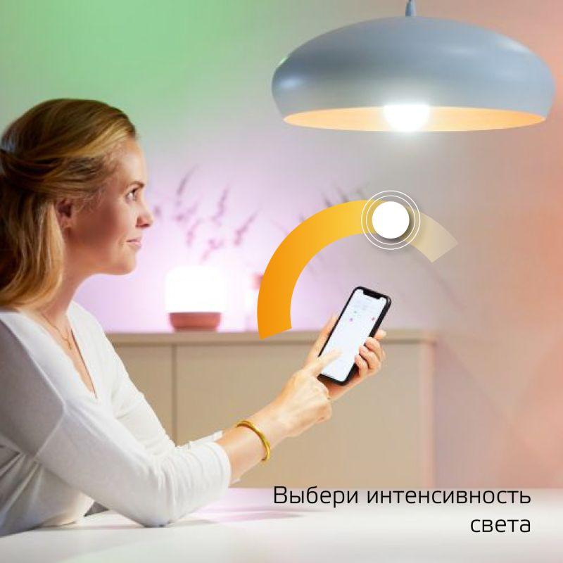 Лампа светодиодная умная Smart Home 8.5Вт A60 грушевидная 2700К тепл. бел. E27 806лм диммир. управление по Wi-Fi GAUSS 1050112