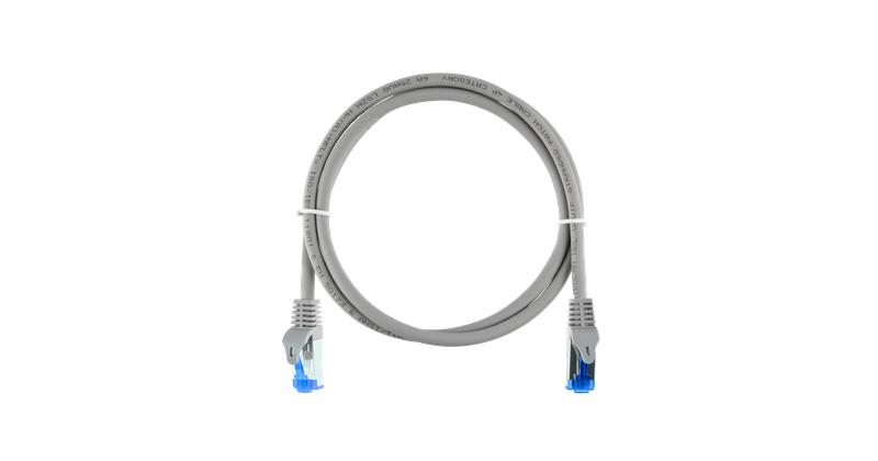 Шнур коммутационный F/UTP 4 пары кат.6 (Класс E) 250МГц 2хRJ45/8P8C T568B заливной с защитой защелки мж BC (чистая медь) 26AWG (7х150мм) LSZH нг(А)-HFLTx свет./сер. 05м NIKOMAX NMC-PC4SE55B-ES-005-C-GY