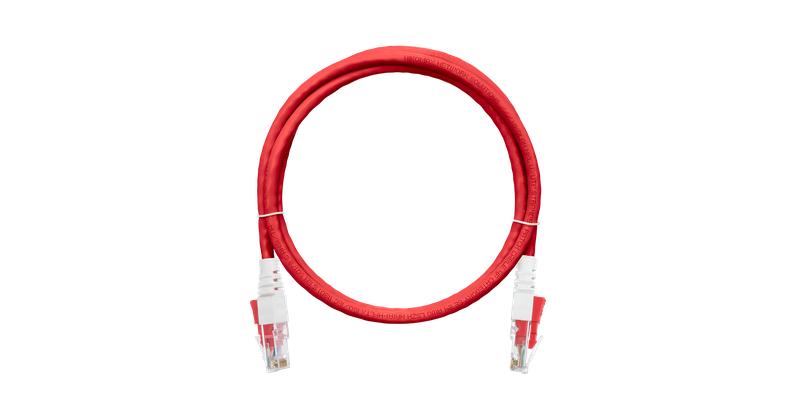 Шнур коммутационный с замком U/UTP 4 пары кат.6 (Класс Е) 250МГц 2хRJ45/8P8C T568B мж BC (чистая медь) 24AWG (7х0195мм) LSZH нг(А)-HFLTx красн. 15м NIKOMAX NMC-PC4UE55B-015-CS-RD