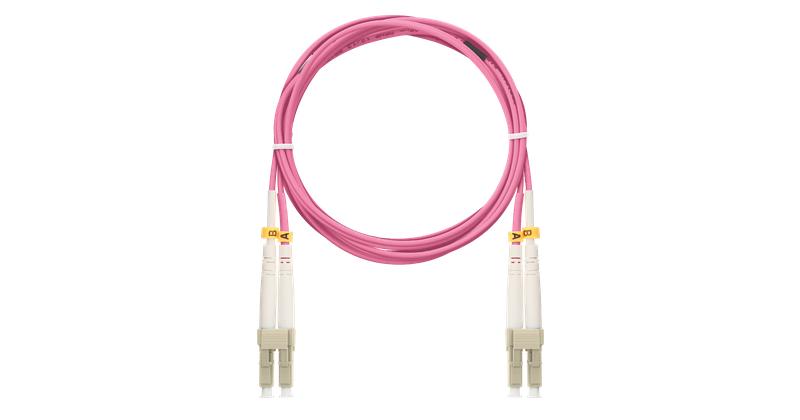 Шнур волоконно-оптический соединительный многомод. 50/125мкм стандарта ОM4 LC/UPC-LC/UPC двойн. LSZH нг(A)-HFLTx 2мм маджента 2м NIKOMAX NMF-PC2M4C2-LCU-LCU-002