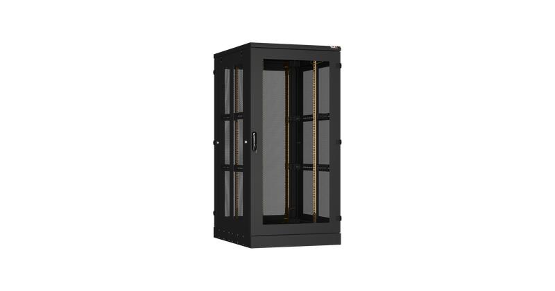 Шкаф напольный 19дюйм 33U 800х1660х1000мм стеклян. дверь; перфорир. боков. стенки и задн. дверь разобран. черн. NIKOMAX TFA-338010-GPPP-BK