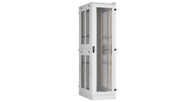 Шкаф напольный 19дюйм 47U 600х2280х1000мм перфорир. двухуровневые стенки и перфорир. двери разобран. сер. NIKOMAX TFA-476010-PEPE-GY