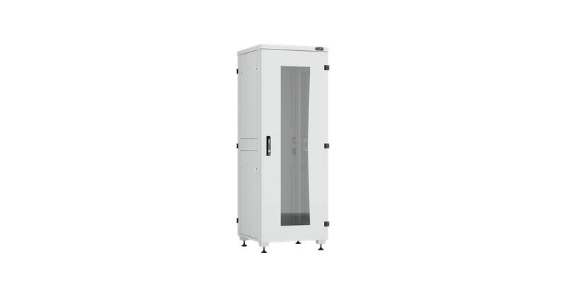 Шкаф напольный Lite II 19дюйм 33U стекл. дверь цельнометал. двухуровневые стенки и задняя дверь Ш600х1641хГ600мм в разобран. виде сер. NIKOMAX TFI-336060-GHMH-R-GY