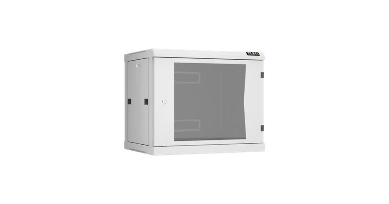 Шкаф настенный разборный 19дюйм 9U стекл. дверь Ш600хВ503хГ450мм 2 пары монтажных направляющих сер. NIKOMAX TWC-096045-R-G-GY