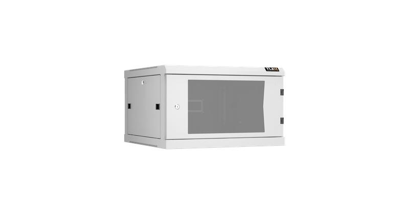 Шкаф настенный разборный 19дюйм 6U стекл. дверь Ш600хВ370хГ600мм 2 пары монтажных направляющих сер. NIKOMAX TWC-066060-R-G-GY