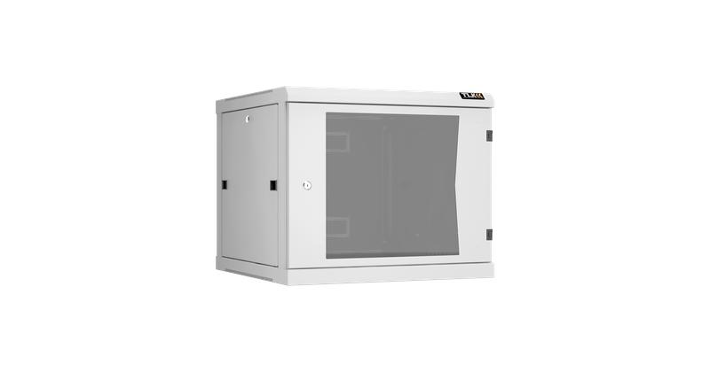 Шкаф настенный разборный 19дюйм 9U стекл. дверь Ш600хВ503хГ600мм 2 пары монтажных направляющих сер. NIKOMAX TWC-096060-R-G-GY