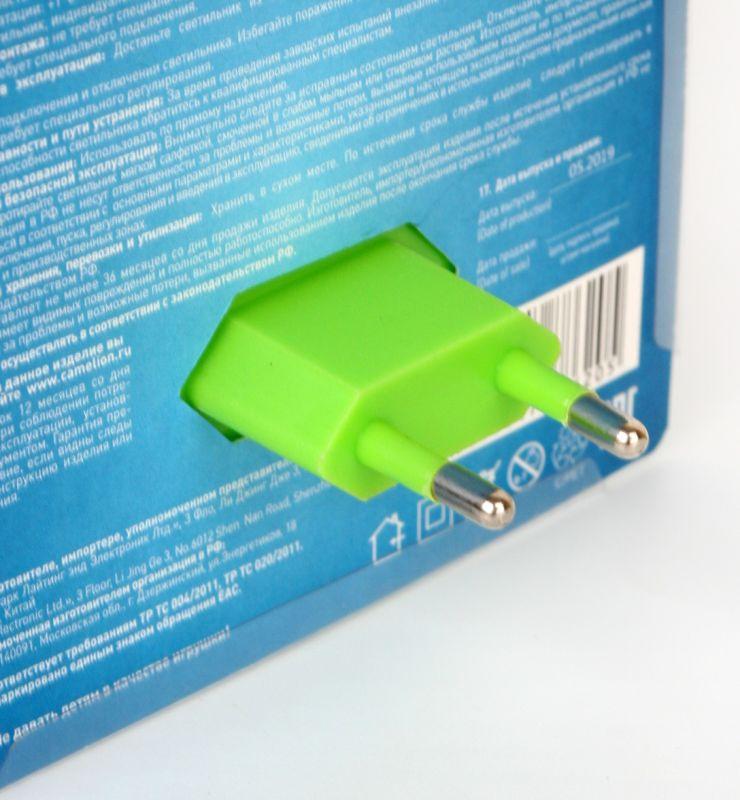 Светильник светодиодный NL-232 "Яблоко" 220В ночник с выкл. зел. Camelion 13807