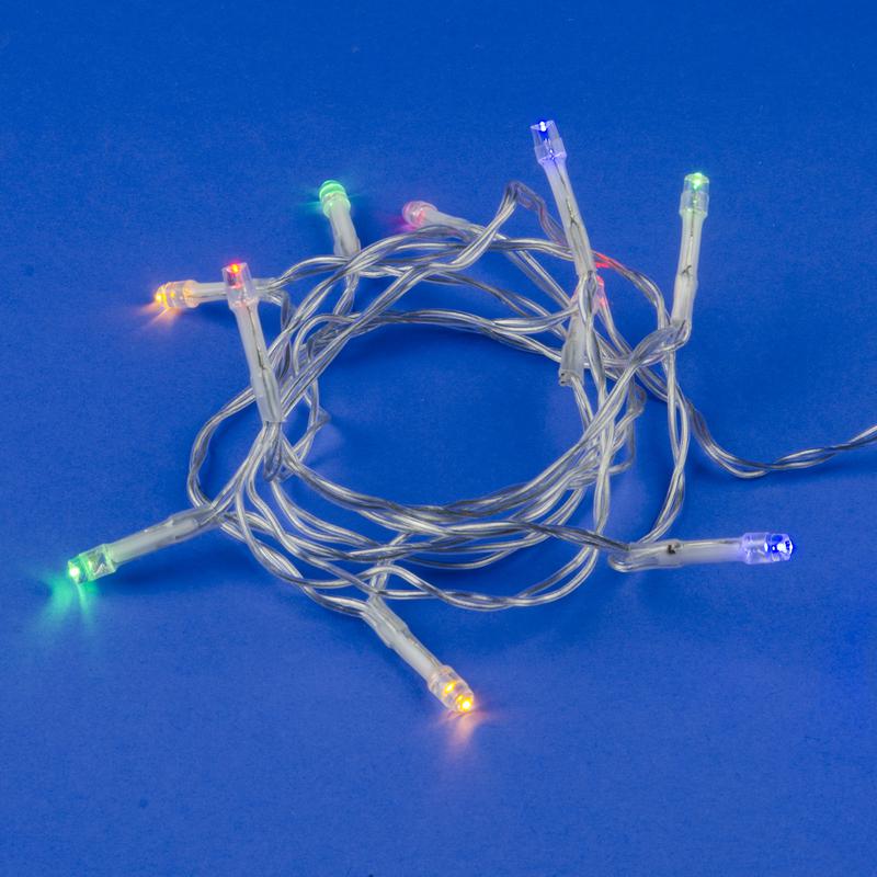 Гирлянда LED на батарейках ULD-S0150-010/STB/2AA MULTI IP20 2AA (не в/к) 1.5м 10 диодов разноцвет. свет провод прозр. TM Uniel UL-00007181