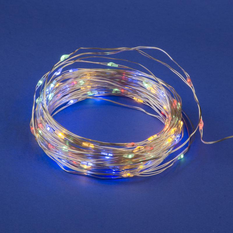 Гирлянда LED на батарейках ULD-S1000-100/SCB/3AA MULTI IP20 DEW 3AA (не в/к) "Роса" 10м 100 диодов разноцвет. провод медн. Uniel UL-00005483