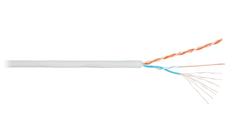 Кабель U/UTP кат.5 (класс D) 2 пары 24 AWG (7х0.192мм) 100МГц МЖ BC чистая медь внутр. LSZH нг(А)-HFLTx свет. сер. (уп.305м) NIKOLAN NKL 2010C-GY