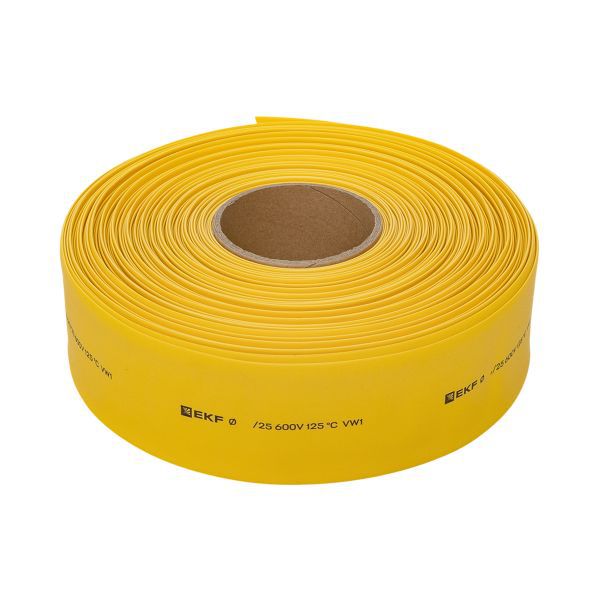 Трубка термоусадочная ТУТ нг 100/50 желт. PROxima (уп.25м) EKF tut-100-y