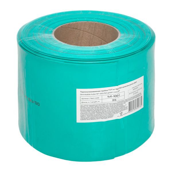 Трубка термоусадочная ТУТ нг 100/50 зел. PROxima (уп.25м) EKF tut-100-j