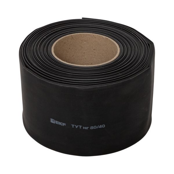 Трубка термоусадочная ТУТ нг 80/40 черн. PROxima (уп.25м) EKF tut-80-b