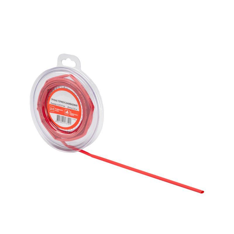 Трубка термоусадочная ТУТ нг 6.0/3.0 красн. ролик 2.44м Rexant 29-0034