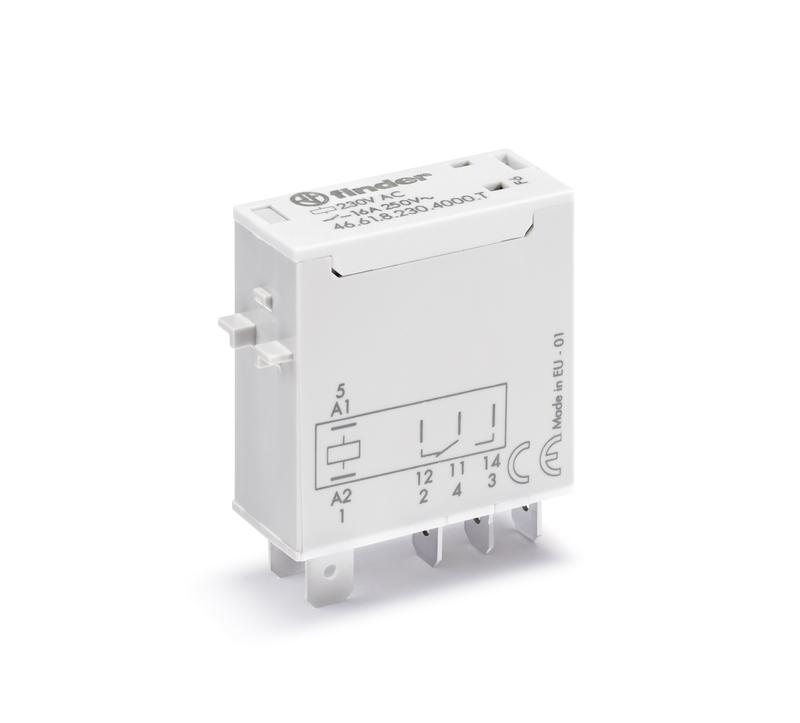 Реле миниатюрное промышленное электромеханич. монтаж в розетку или наконечники Faston (4.8х0.5мм) 1СO 16А AgSnO2 230В AC влагозащ. RTII опции: нет спец. версия для Ж/Д-транспорта FINDER 466182304000T