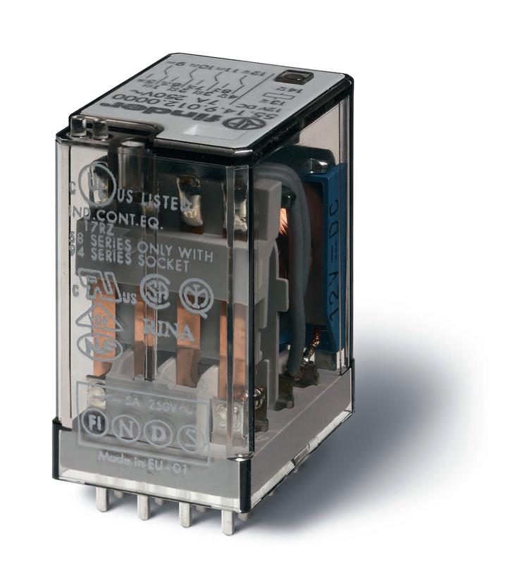 Реле миниатюрное универсальное электромеханич. монтаж на печатную плату 4CO 7А AgNi 48В DC влагозащ. RTIII опции: нет FINDER 551490480001