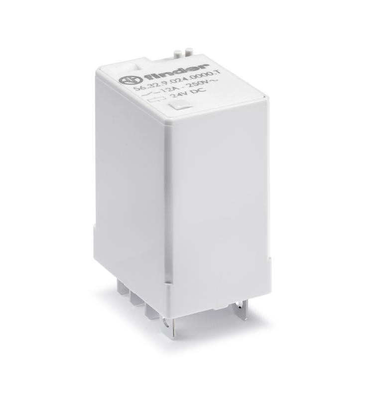 Реле миниатюрное силовое электромеханич. монтаж в розетку или наконечники Faston (4.8х0.5мм) 2CO 12А AgNi 72В DC RTI опции: нет спец. версия для Ж/Д-транспорта FINDER 563290720000T