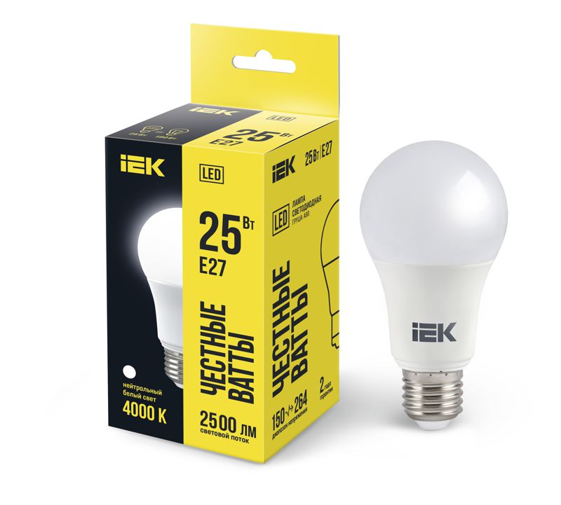 Лампа светодиодная 25Вт A80 грушевидная 4000К нейтр. бел. E27 230В IEK LLE-A80-25-230-40-E27