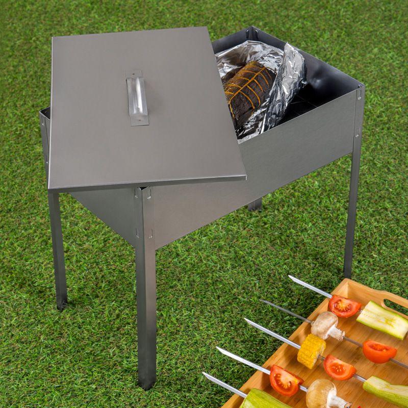 Мангал-коптильня "ЭКОНОМ" сборная с шестью шампурами в наборе (6х410мм) в гофрокартонной коробке СОКОЛ 62-0012