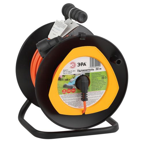 Удлинитель на пластик. катушке 1х30м с заземл. 6А IP44 RPx-1e-3х0.75-30m ПВС 3х0.75 Эра Б0043046